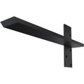 Ekena Millwork 2 1/2"W x 16"D Floating Steel Heavy Duty Wall Mount, Powder Coated Black BKTM02X16FWPBL